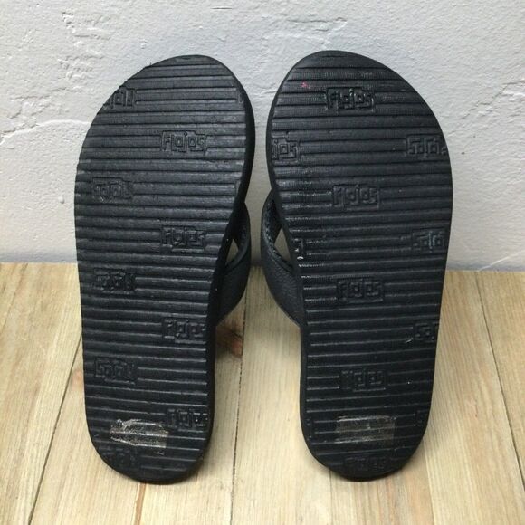 FLOJOS® Flip Flops Small Kids Size 1.0 Black Sandals Summer Pool Beach - Picture 3 of 5